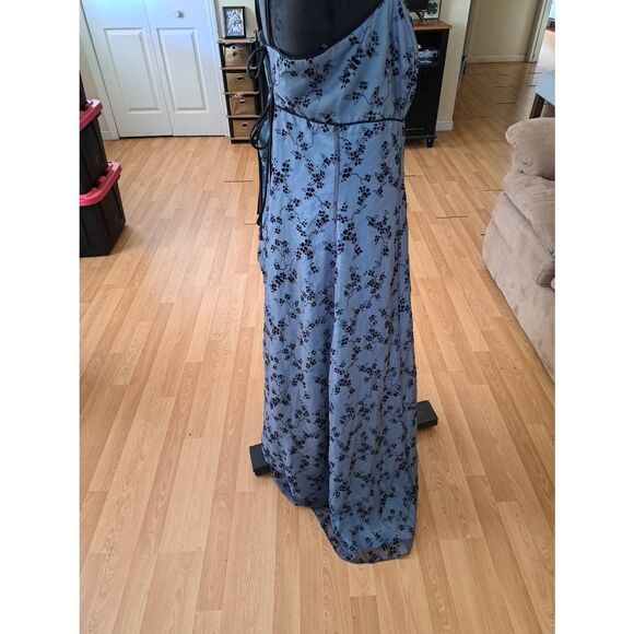 New 18W B&A Betsy Adam Blue Black Floral Formal Dress Wedding Prom Evening Gown - Picture 2 of 8